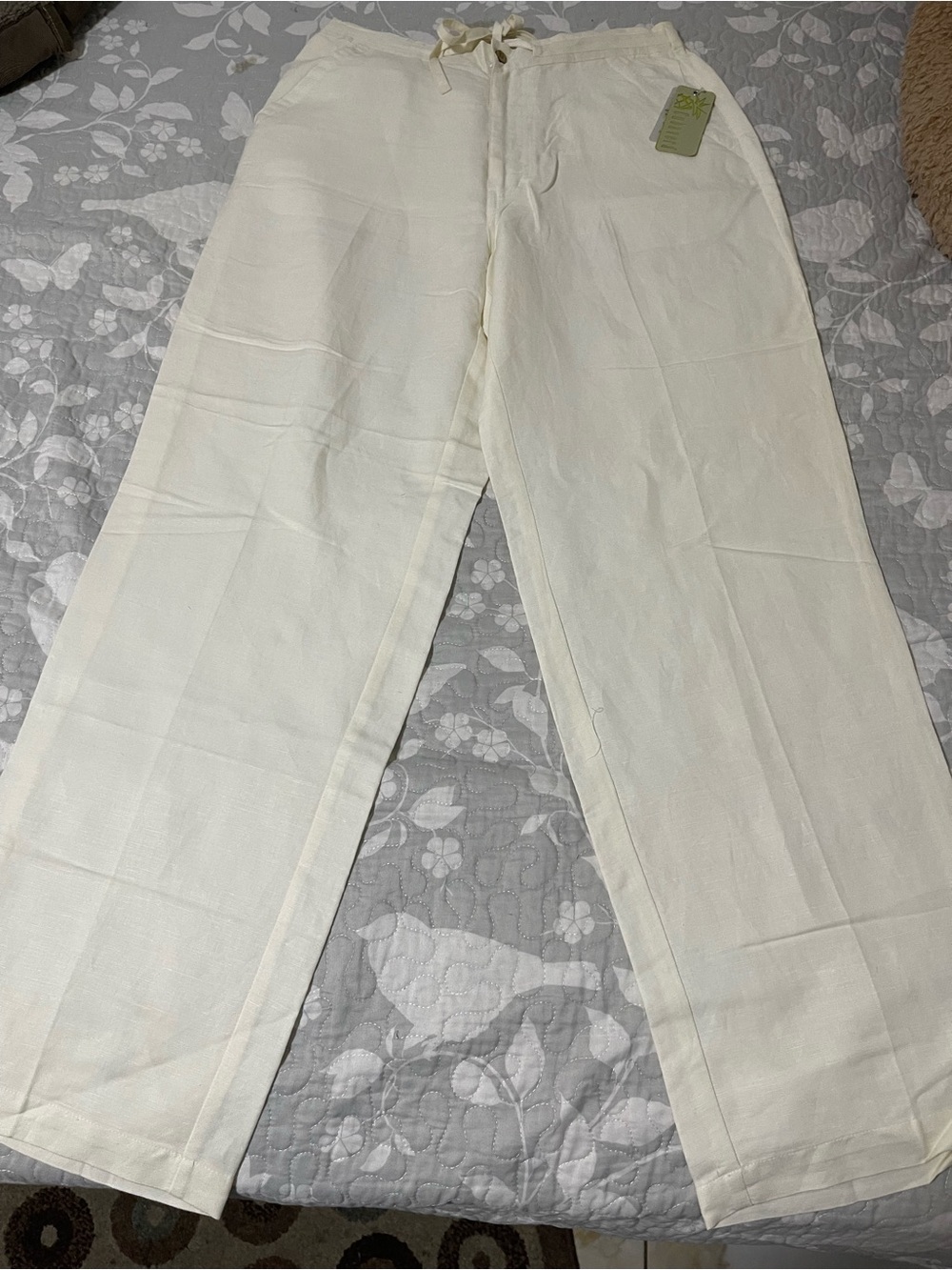 Cubavera Cream Wide-Leg Linen-Blend Pants